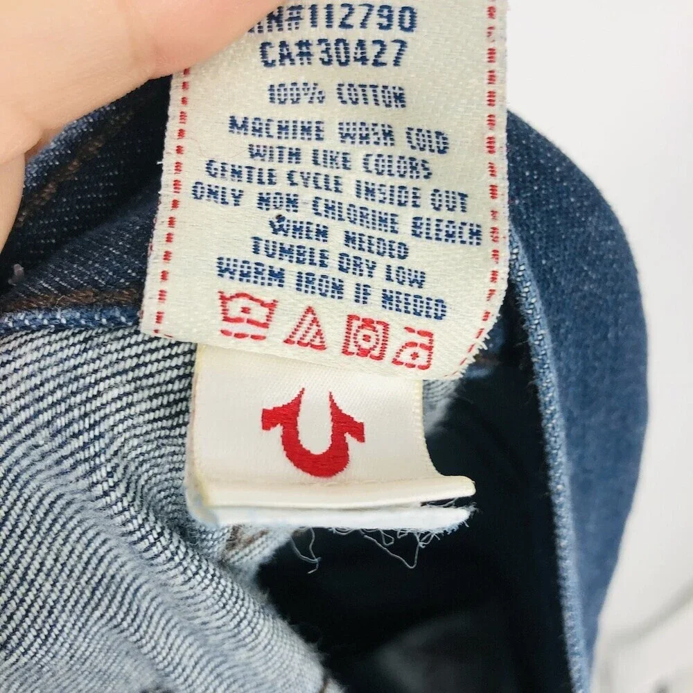 True Religion Men's Blue Denim 100% Cotton Mid Rise Straight Legs Jeans Pant 40